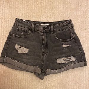 PacSun 27 grey mom short distressed roll hem